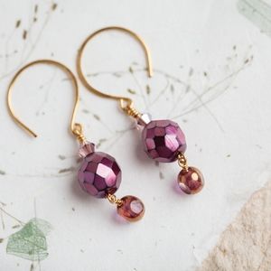Red Berry Gold Earrings Handmade